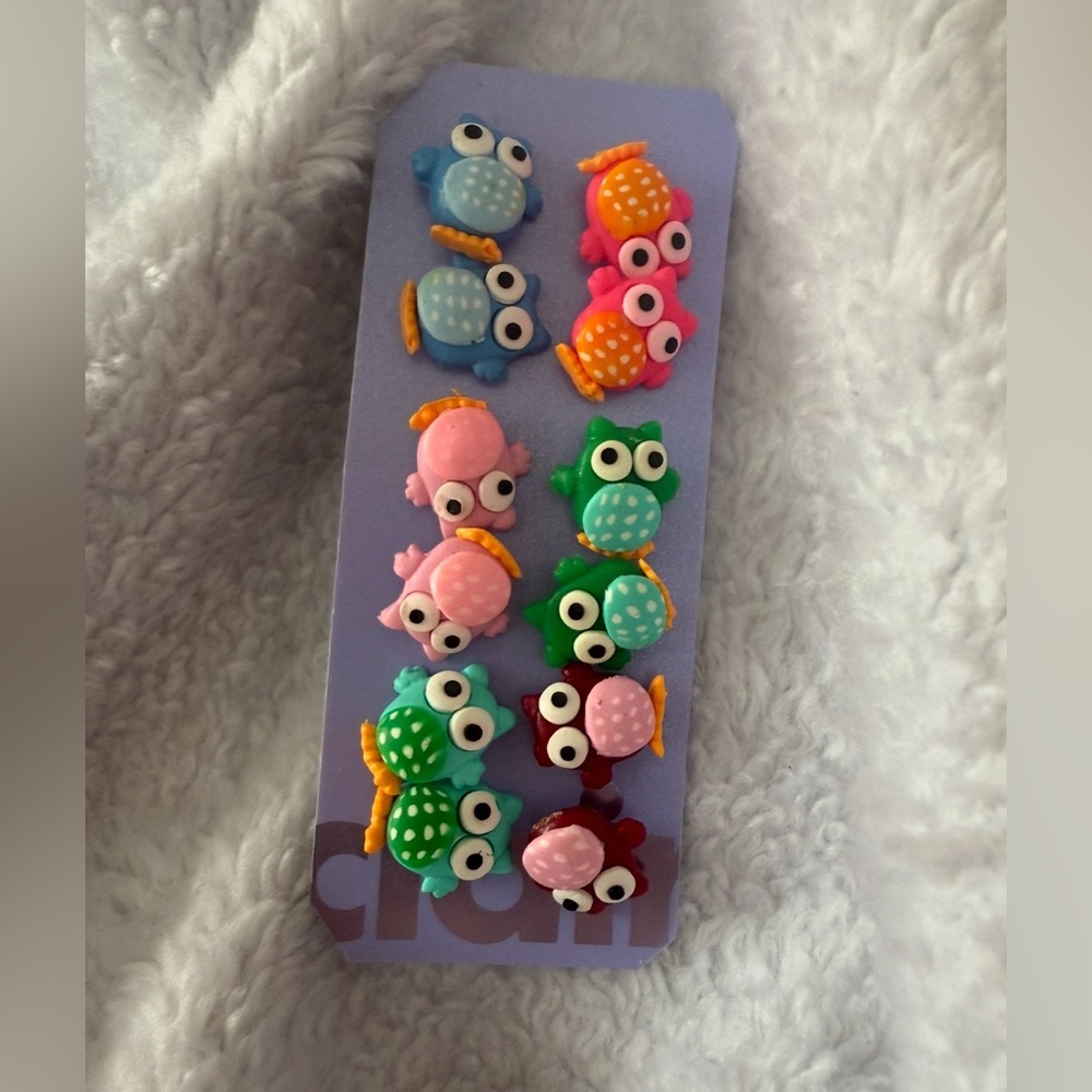 6 Pairs of Owl Earrings Pierced NWOT